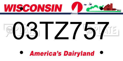 03TZ757 Wisconsin License Plate