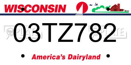 03TZ782 Wisconsin License Plate