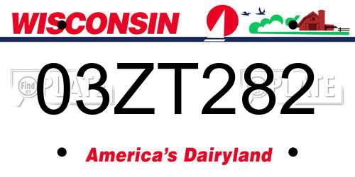 03ZT282 Wisconsin License Plate