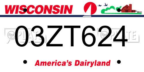 03ZT624 Wisconsin License Plate
