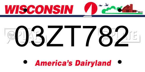 03ZT782 Wisconsin License Plate