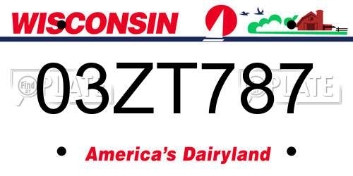 03ZT787 Wisconsin License Plate