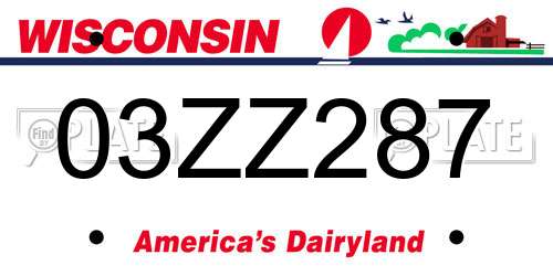 03ZZ287 Wisconsin License Plate