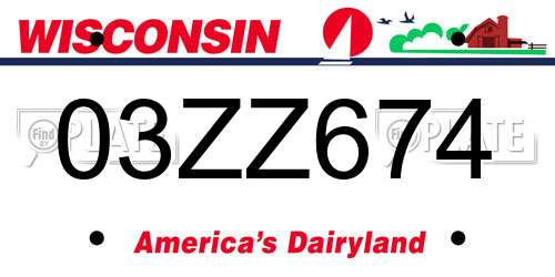 03ZZ674 Wisconsin License Plate