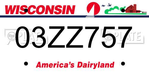 03ZZ757 Wisconsin License Plate