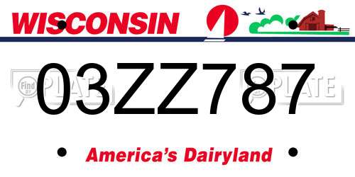 03ZZ787 Wisconsin License Plate