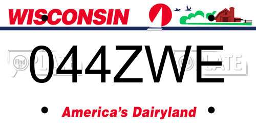 044ZWE Wisconsin License Plate