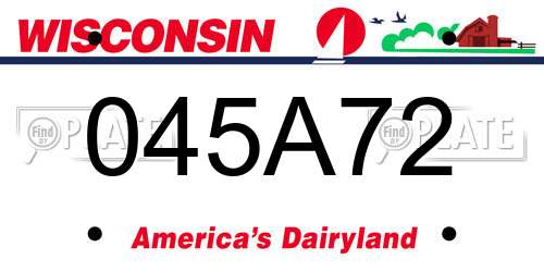 045A72 Wisconsin License Plate