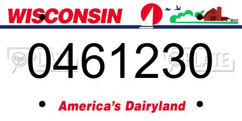 0461230 Wisconsin License Plate