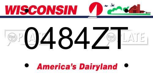 0484ZT Wisconsin License Plate