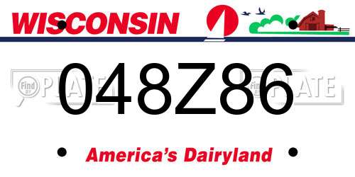 048Z86 Wisconsin License Plate
