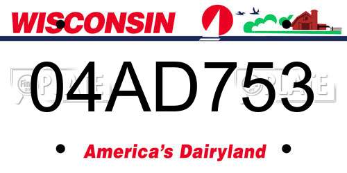 04AD753 Wisconsin License Plate