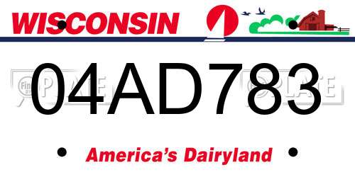 04AD783 Wisconsin License Plate