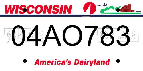 04AO783 Wisconsin License Plate