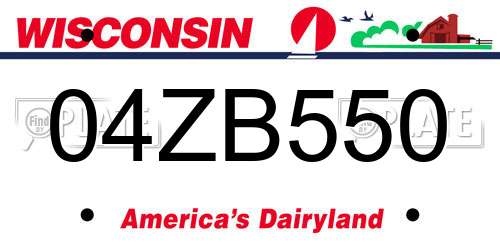 04ZB550 Wisconsin License Plate