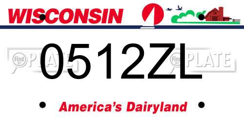 0512ZL Wisconsin License Plate