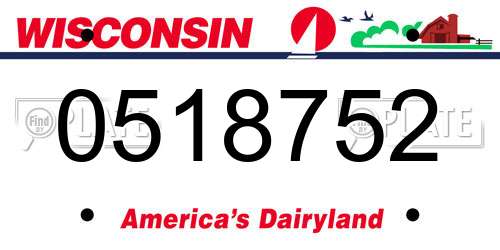 0518752 Wisconsin License Plate