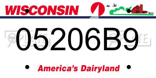 05206B9 Wisconsin License Plate