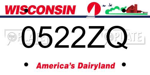 0522ZQ Wisconsin License Plate
