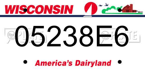 05238E6 Wisconsin License Plate