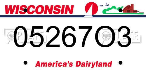 05267O3 Wisconsin License Plate