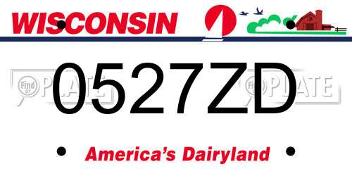 0527ZD Wisconsin License Plate