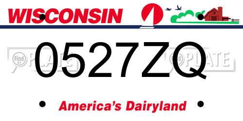 0527ZQ Wisconsin License Plate