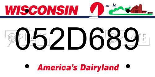 052D689 Wisconsin License Plate