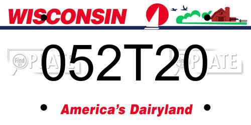 052T20 Wisconsin License Plate