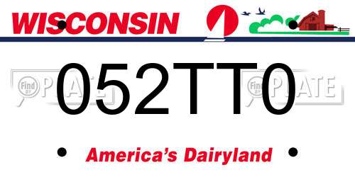 052TT0 Wisconsin License Plate
