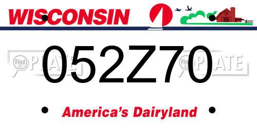 052Z70 Wisconsin License Plate