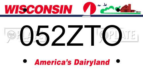 052ZTO Wisconsin License Plate