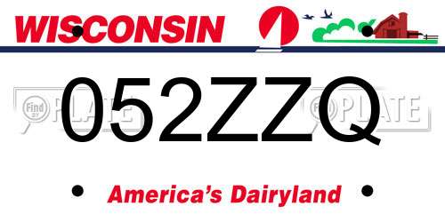 052ZZQ Wisconsin License Plate