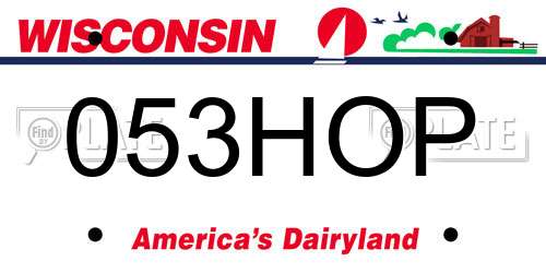 053HOP Wisconsin License Plate