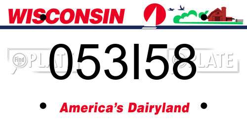 053I58 Wisconsin License Plate