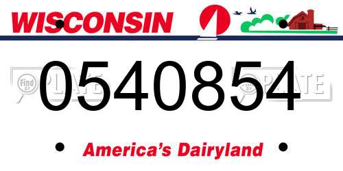 0540854 Wisconsin License Plate