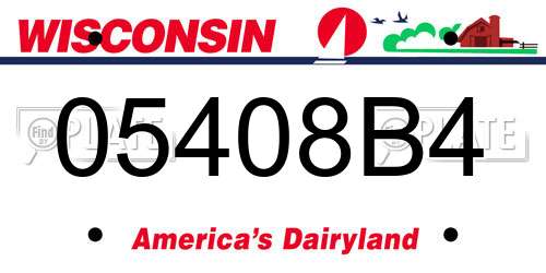 05408B4 Wisconsin License Plate
