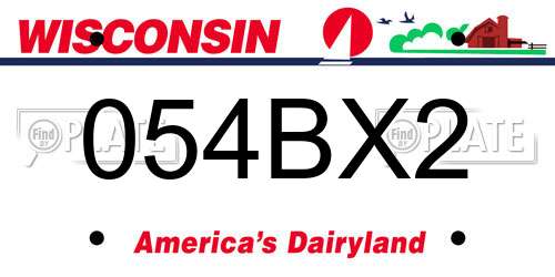 054BX2 Wisconsin License Plate