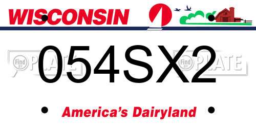 054SX2 Wisconsin License Plate