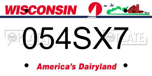 054SX7 Wisconsin License Plate
