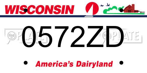 0572ZD Wisconsin License Plate