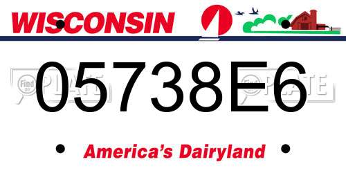 05738E6 Wisconsin License Plate