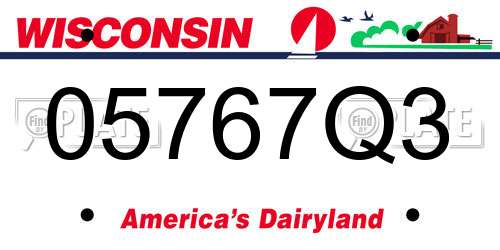 05767Q3 Wisconsin License Plate