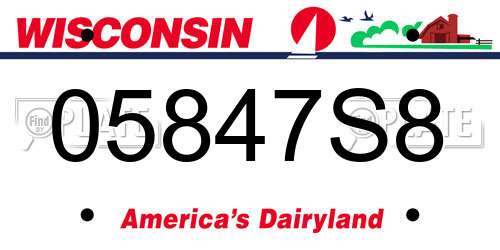 05847S8 Wisconsin License Plate
