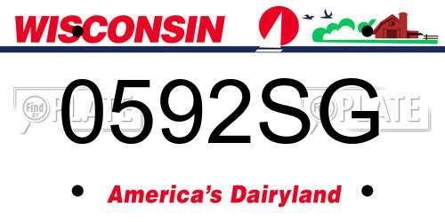0592SG Wisconsin License Plate