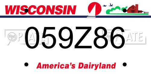 059Z86 Wisconsin License Plate