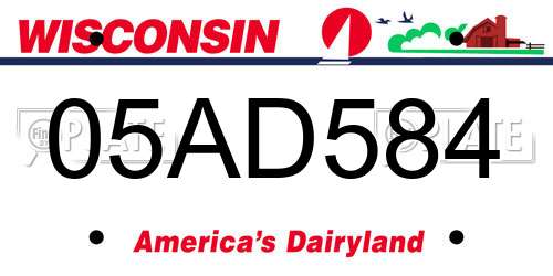 05AD584 Wisconsin License Plate