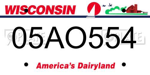 05AO554 Wisconsin License Plate