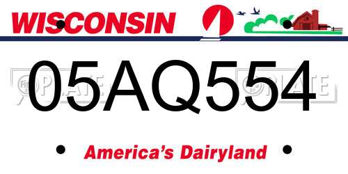 05AQ554 Wisconsin License Plate