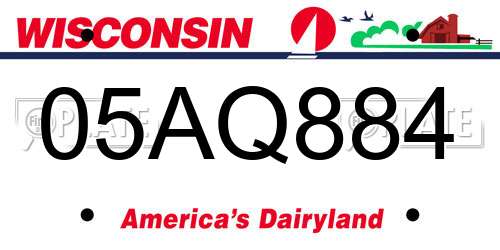 05AQ884 Wisconsin License Plate